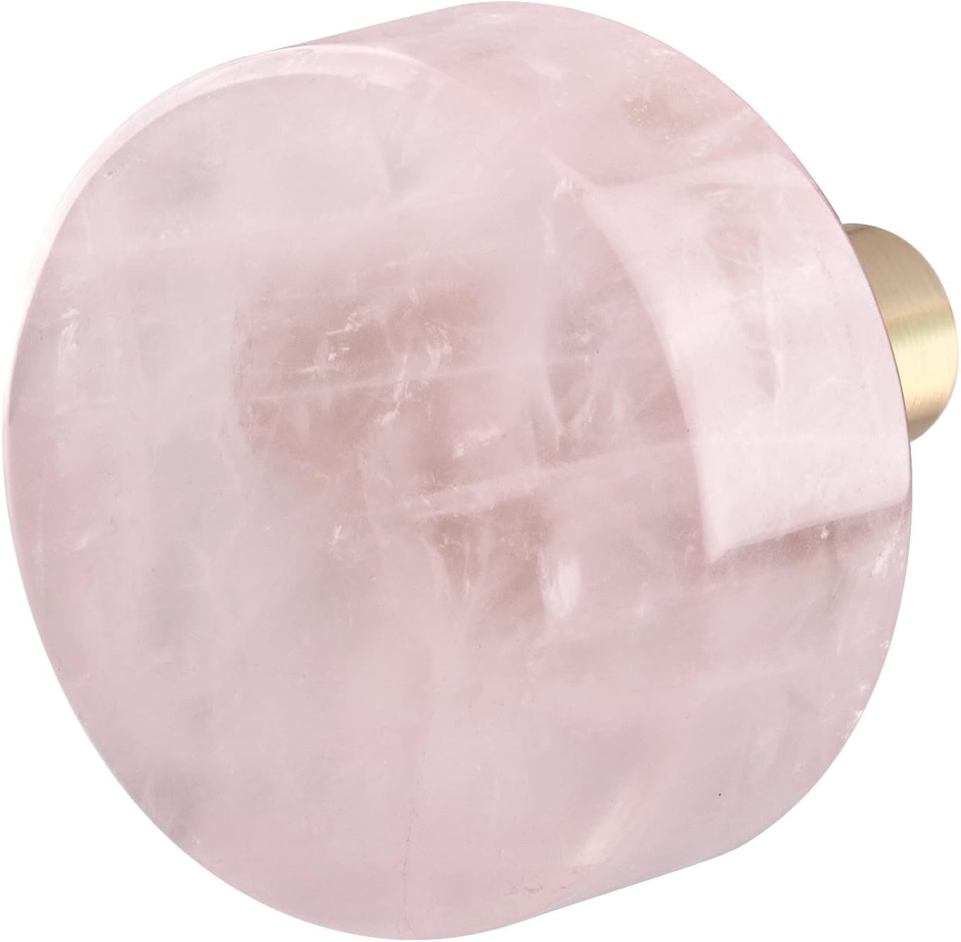 SUNYIK 4Pcs Polished Round Crystal Stone Drawer Knobs with Screws, Pulls Handle for Dresser Cabinet Cupboard Home Office Door Decor, Rose Quartz