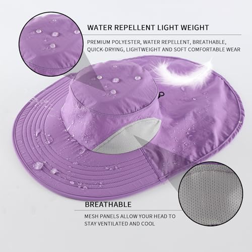 Image of Home Prefer Outdoor UPF50+ Sun Hat Wide Brim Mesh Fishing Hat with Neck Flap