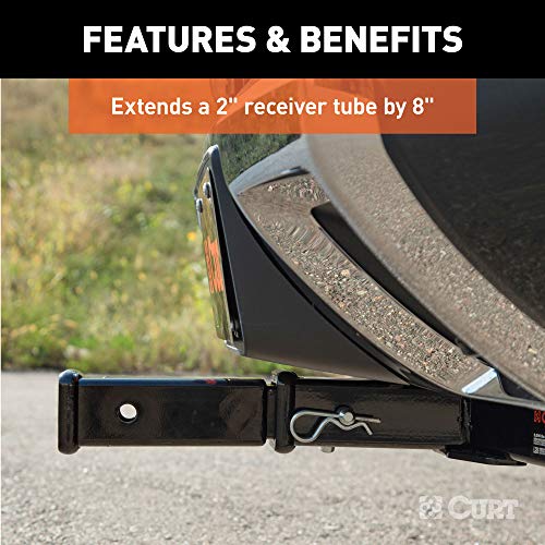 Curt 45791 8-Inch Long Trailer Hitch Extension For 2-Inch Receiver, 3,500 Lbs , Black #TOP3