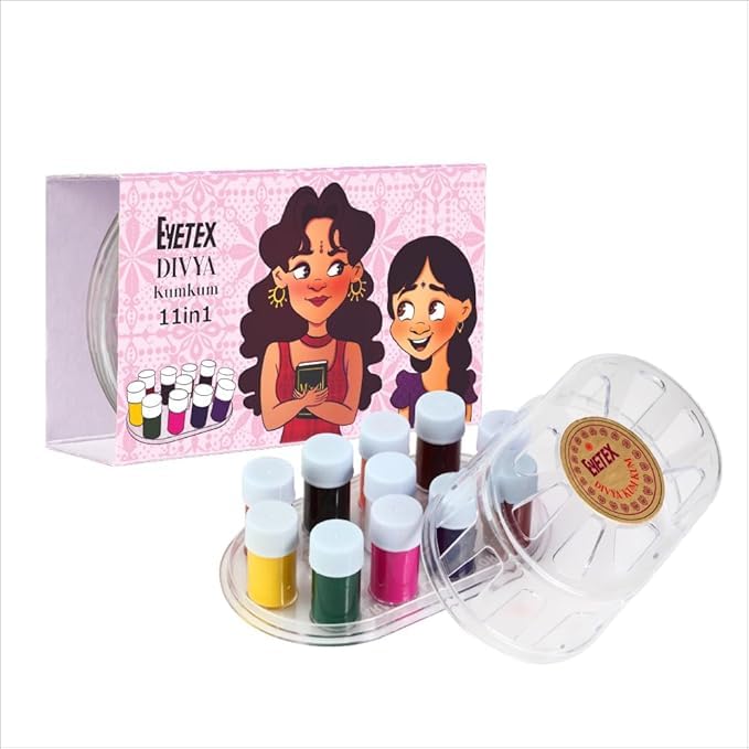 PADMAVATHI ENTERPRISES Divyaa Kumkum 11 in 1|Multi Colour Liquid Bindi for Women & Girls|Skin-Friendly|17g (Multicolour, Pack of 2)-image-28