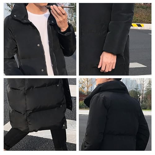 Men's Long Winter Puffer Down Coat Classic Length Quilted Down Jacket Full Zipper Lapel Thicken Puffer Trench4
