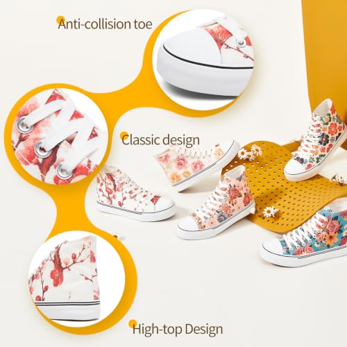 Image of yageyan Womens High Top Canvas Sneakers Fashion White Shoes for Women