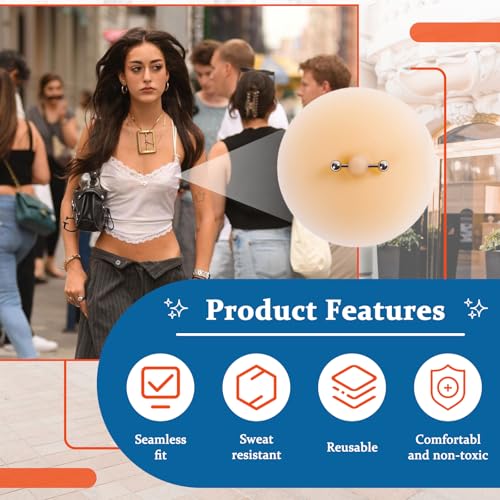 2 Pcs Silicone Nipple Cover with Piercing, Waterproof, Reusable Pasties4