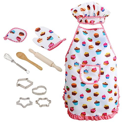 SUPVOX Toddler Cooking Apron Kids Kitchen Supplies Set Children's Cooking Utensils Play Kitchen Toys for Boys Girls