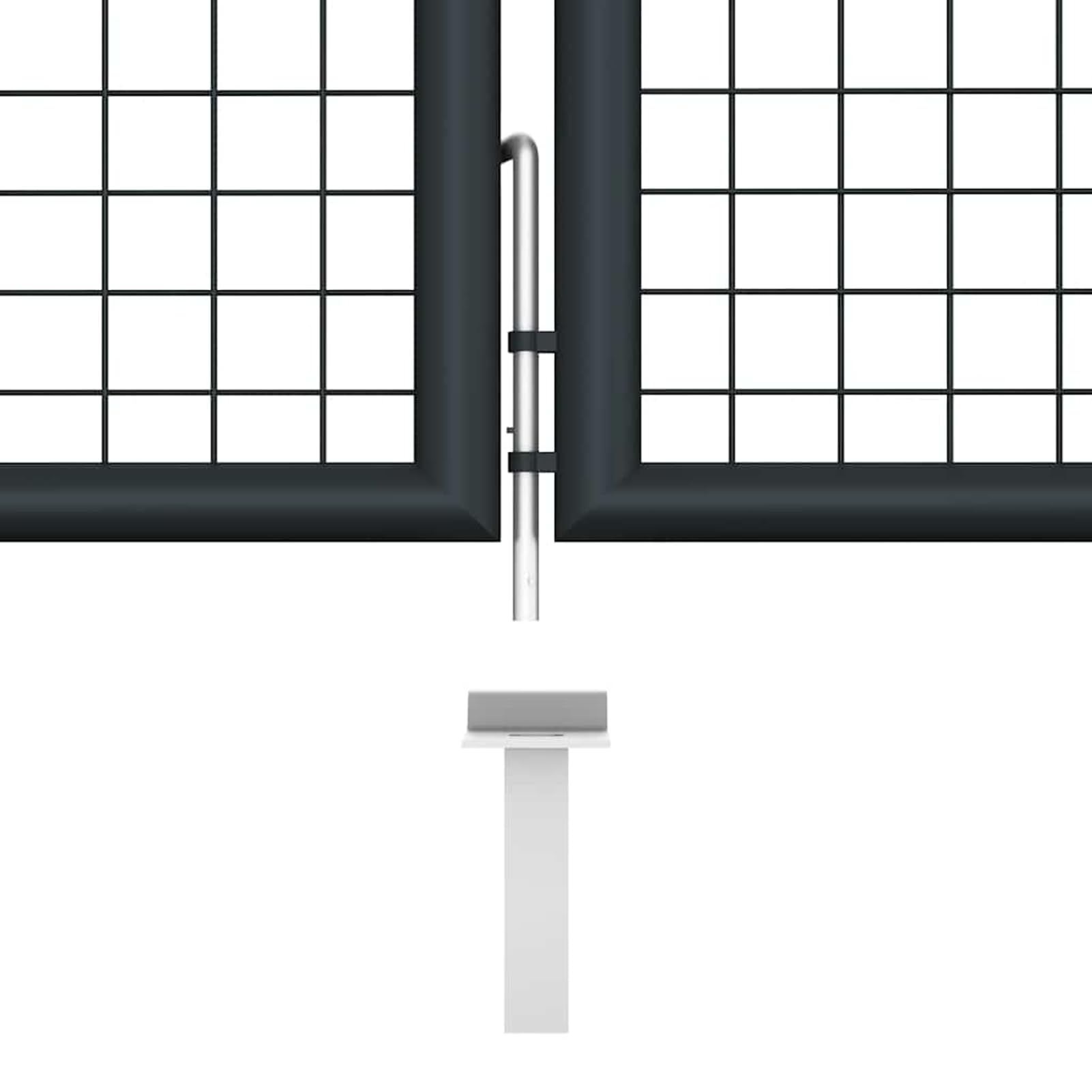 Brama ogrodowa, ocynkowana, 400 x 100 cm, antracytowa, malowana proszkowo, regulowana (404-410 cm), do ogrodu, na podwórko i taras z zawiasami i szpikulcem do wbijania w ziemię