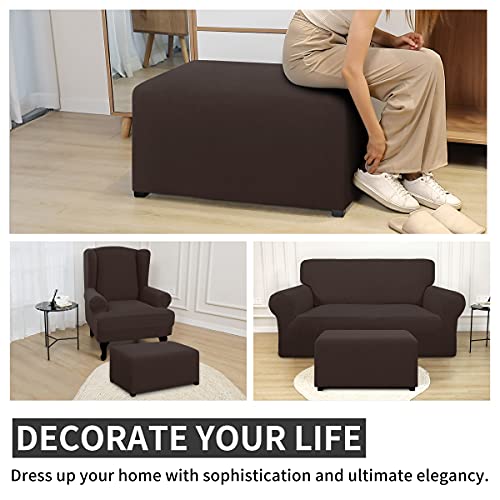 Funda de otomana elástica para salón familiar protector de taburete rectangular chocolate 6