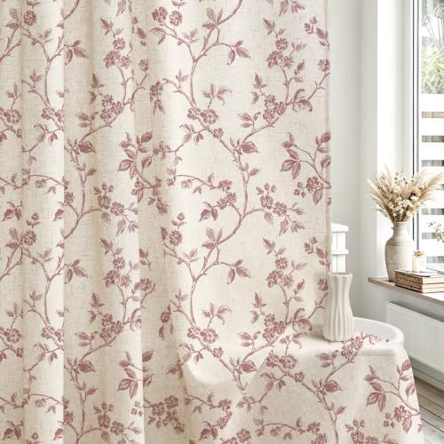 MitoVilla Pink Linen Floral Shower Curtain for Bathroom, 72 x 72 by MitoVilla - Used condition - Image 2