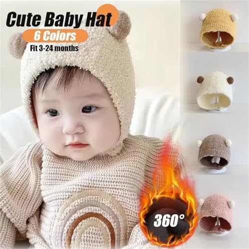 Cap Baby Hat 2-24 Months Hats Cute Soft Solid Wool Knitted Winter Warm Thermal Baby Hat Pompom for Children Boys Children Warm Cap(Color6)4