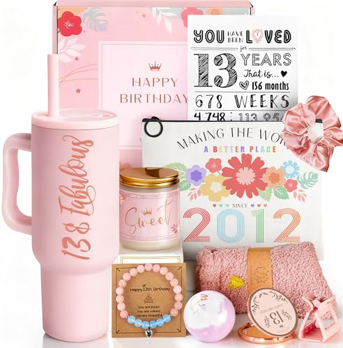 Mirasphere 13th Birthday Gifts for Girls - 13 Year Old Girl Gifts Ideas for Offical Teenagers Girls - 13th Birthday Decorations Trendy Teen Girl Stuff - 11 Pieces Best Present for Daughter, Niece