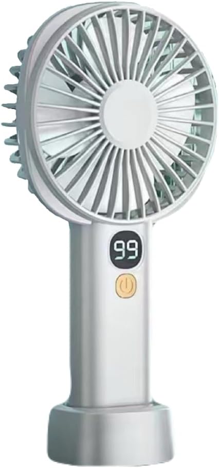 Vortex S-19 White Small Handy Convenient Wireless Rechargeable Powerful 5 speed levels Natural wind mode option Battery level indication standing fan with table dock (White)