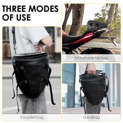 Motorcycle Tail Bag Multifunctional Waterproof Storage Saddle Bag with Straps Non Slip Base Top Motorcycle Seat Bag Sports Motorbike Rear Rack Bag - Thumbnail 7