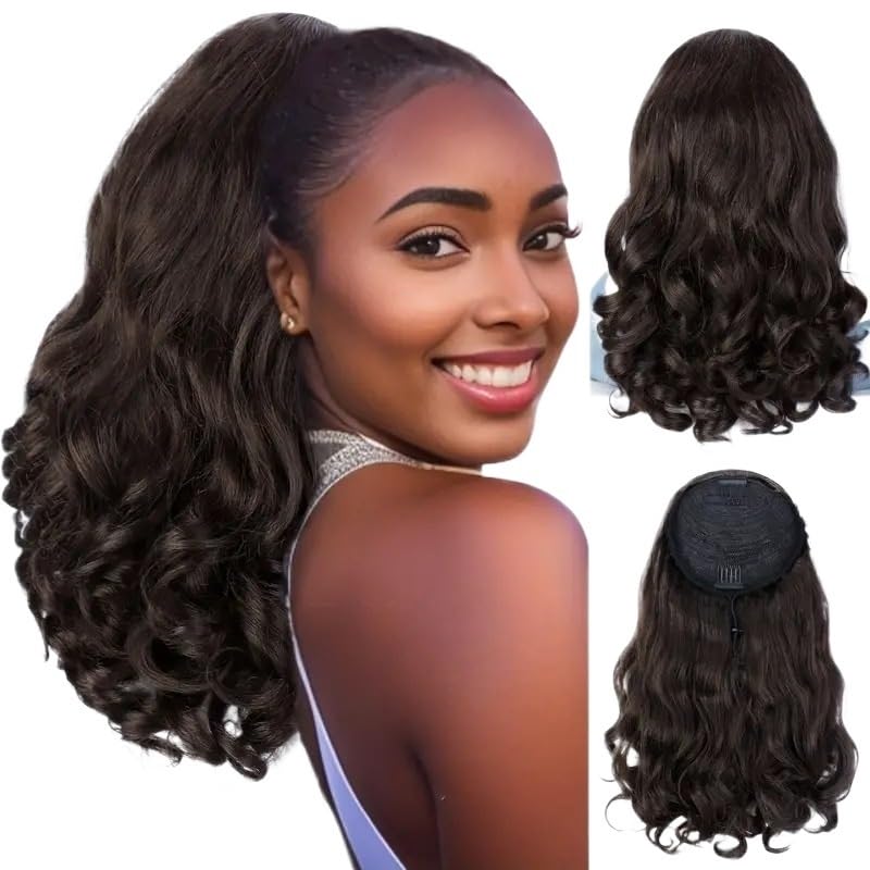 Perruque de cheveux bouclés et toppers volumateurs mi-longs pour femmes