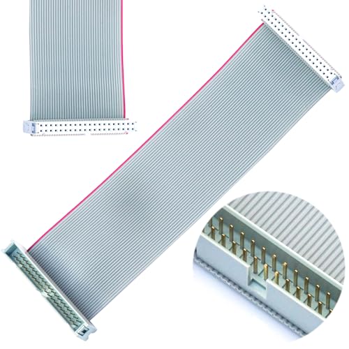 Tcenofoxy 2.54mm Flat Ribbon IDC Cable Male to Female, Flat Ribbon Cable Connector 40P FC 40-Pin 50cm Length 1Pcs (TC-50cm-MF40P-1)