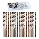 RCINDUS (15PCS) 1/4' Cobalt Drill Bit, HSS M35 Metal Drill Bits...