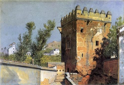 Toile célèbre tableau paysage Alhambra par Haseltine - Affiche décoration bureau 60x90cm