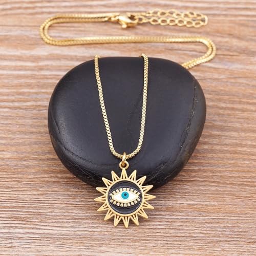Collier argent 925 mauvais œil cœur or, bijou de prestige - 2