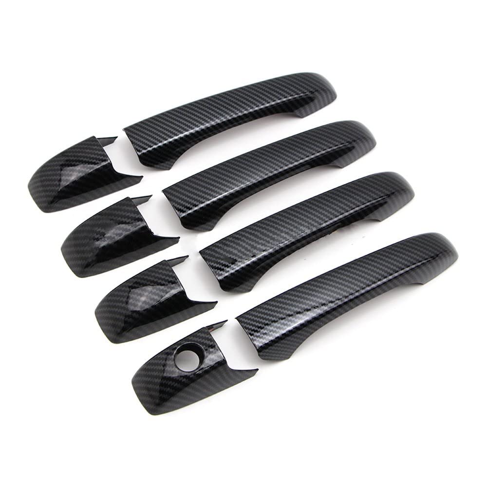 Rinkteea One Color Exterior Car Door Handle For Dodge Durango Grand Caravan 2008-2020 Car Door Handle Cover Carbon Fiber Style Smart Keyhole(2 Smart Keyhole)