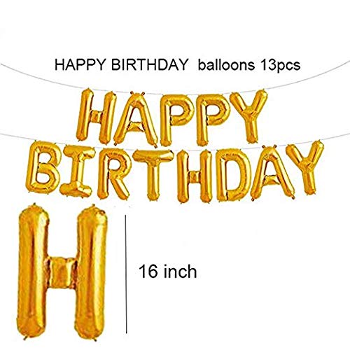 TOYXE Happy Birthday Balloons Decorations Set – 31 Pcs | 13 Golden Letter Balloons, 2 Star Foil Balloon, 4 Confetti & 12 Metallic Latex Balloons | Party Decor for Birthday Celebration - Image 3 thumbnail
