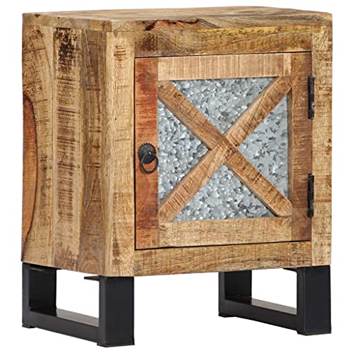 Runheo Mesita de noche 40 x 30 x 50 cm, madera de mango maciza con puerta, armario auxiliar para dormitorio, elegante armario de madera para su hogar