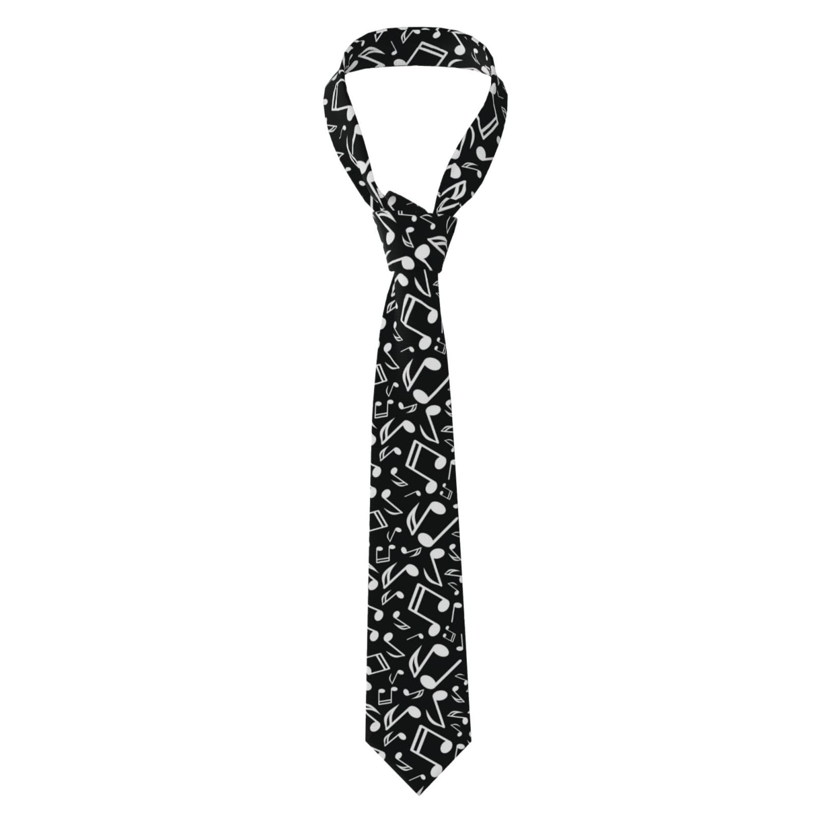 FAQRTIV Men'S Necktie White Music Notes Classic Silk Tie Neck Ties Classic Design Satin Print Tie Formal Neckties For Men
