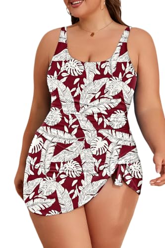 Image of Eomenie Plus Size Swimdress for Women One Piece Swimsuit Tummy Control Swim Dresses Skirt Bathing Suit