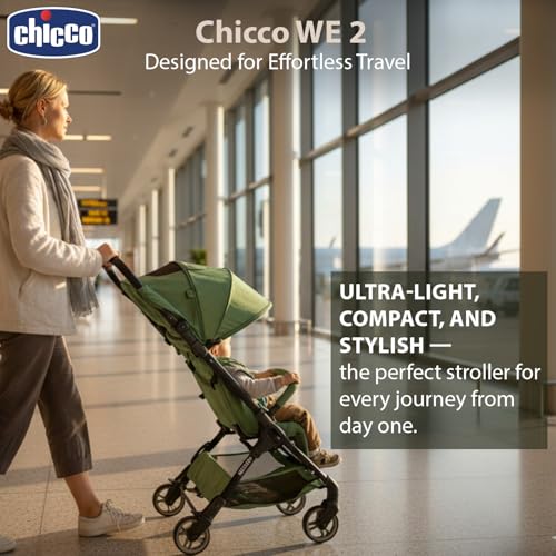 Image of Chicco We 2 - Lightweight Stroller, Foldable from 0 Months to 22 kg, Travel Stroller, Lightweight Plane Stroller, Reclining with Sleeping Position, Padded Shoulder Straps, Compact Travel Bag and Rain Cover