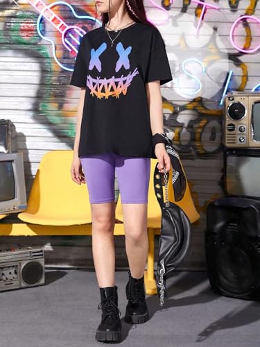 Image of Floerns Girl's Two Piece Outfit Short Sleeve Tshirt and Biker Shorts Set