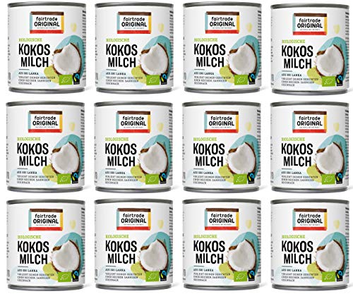 12 x Bio Kokosmilch 270 ml Dose | von Fairtrade Original | aus Sri Lanka | natürliche Kokos Milch Bio ist ideal für asiatische Gerichte | für einen reichen, sahnigen Geschmack | 100% Bio Cover