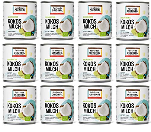 12 x Bio Kokosmilch 270 ml Dose | von Fairtrade Original | aus Sri Lanka | natürliche Kokos Milch Bio ist ideal für asiatische Gerichte | für einen reichen, sahnigen Geschmack | 100% Bio