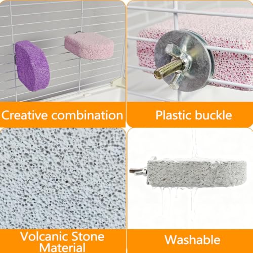 Image of 4Pack Bird Perch Stands Parrot Beak Grinding Stone Platform,Color-S | Parakeet Foot Claws Trimmer,Calcium Perch Climbing Chewing Toys for Small Medium Birds Cockatiel Conure Lovebird Budgie