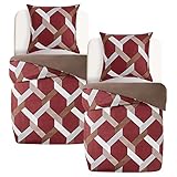 Moderner Wendbarer Druck: Der 135x200 bettwäsche set mit Rot Geometrie Muster passt der Heimdekoration so perfekt, dass sie Ihr Haupt- oder Gästezimmer erfrischen und ein besseres Schlaferlebnis bieten kann. Vorder- und Rückseite der Wendebettwäsche variieren in unterschiedlichen, harmonisch aufeinander abgestimmten Farben.