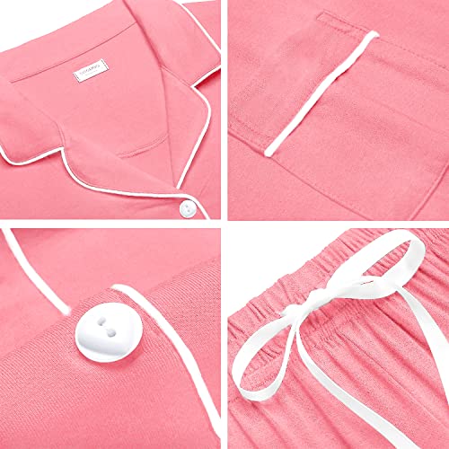 Image of SWOMOG Womens Button Down Pajamas Set Short Sleeve Sleepwear Bride Soft Pj Lounge Sets XS-3XL