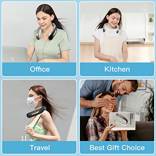 Msevc 4 Turbo 6000Mah Portable Neck Fan 360°Cooling Airflow Bladeless Neck Fan Usb Rechargeable With 3 Speeds Adjustment Wearable Personal Fan For Outdoor Travel Indoor - Black #TOP6