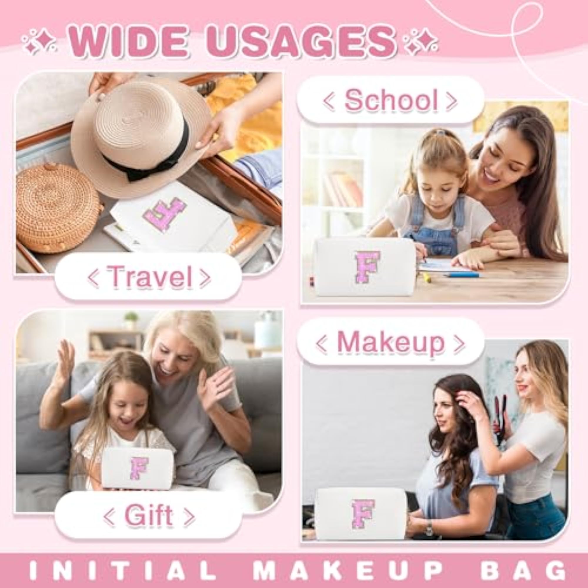 Personalized Small Initial Patch Makeup Bag, Gift
