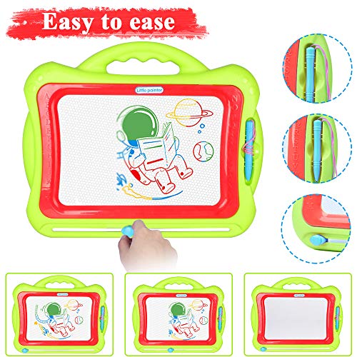 pozzolanas Magnetic Drawing Board for Kids and Toddlers, Doodle Board Writing Painting Pad Comes with a 4-Color, Travel Game Birthday Present for Toddler - Thumbnail 7