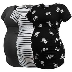Smallshow Women’s Maternity Tops Side Ruched Tunic T-Shirt Pregnancy Clothes