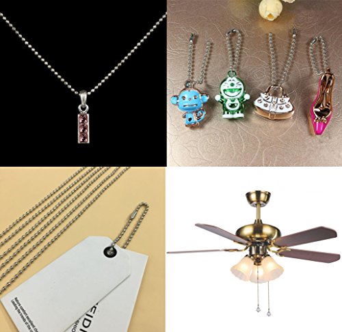 Hyamass 10 Yards 3.2Mm Diameter Stainless Steel Beaded Pull Chain Extension Ceiling Light Fan Chain With 30 Matching Connectors, Rolled Packing #TOP5