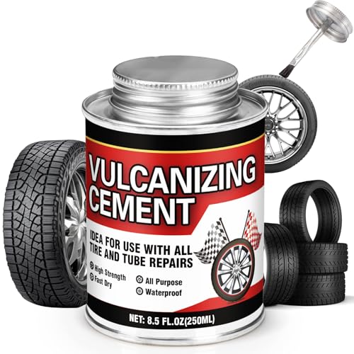 Nexkayee Chemical Vulcanizing Cement 8.5FL.Oz Heavy Duty Rubber Cement Glue with Brush Multipurpose Tire Repair Adhesive for Car Motorcycle Bike Tires