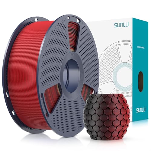 SUNLU Dual Color Matte PLA Filament 1.75mm, Black and Red