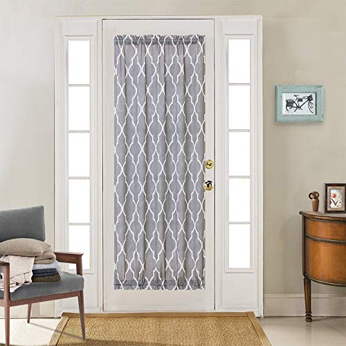 jinchan Linen French Door Curtain Panel Moroccan Tile Quatrefoil Blend Pattern Print Curtain Window Curtain Panels for Living Room Geometry Lattice 1 Panel 72