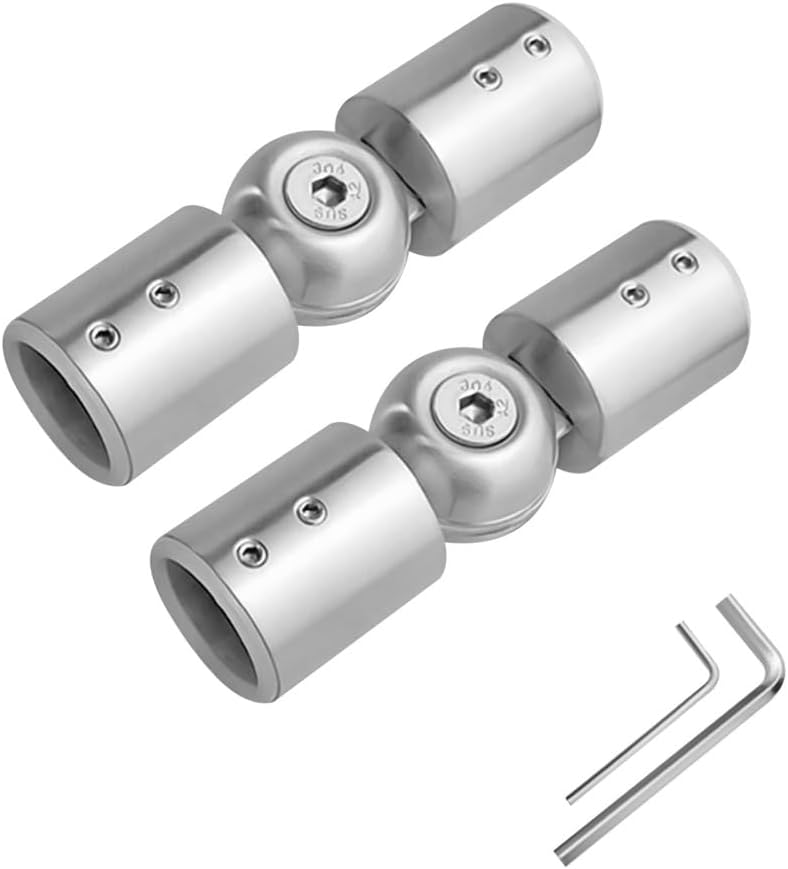 MiOYOOW Curtain Rod Corner Connector，Adjustable Stainless Steel Curtains Rods Elbow Connector with Screwdriver for 1 Inch Bay Windows Blinds