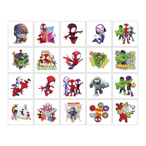 40 folhas de tatuagens temporárias de aranha e seus amigos incríveis, artigos de festa com tema de a