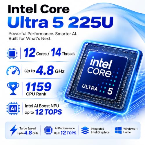 Image of HP OmniBook 3 16 inch Touchscreen AI Business Laptop, Intel Core Ultra 5 225U (Outperforms Intel Core i7-1355U), 32GB DDR5 RAM, 2TB PCIe SSD, Intel AI Boost NPU 12 Tops, 2K IPS, Wi-Fi 7, Windows 11 Home