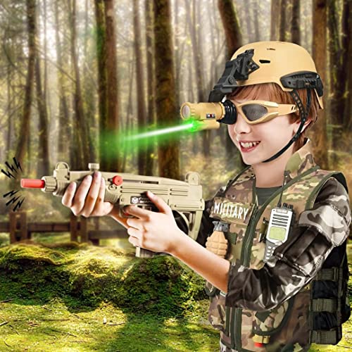 Deao PC-DW Army Costume For Boys, Military Soldier Gear Accessories With Uniform Helmet And Storage Backpack Halloween Army Combat Costume Police Set Dress Up Toys thumb #1