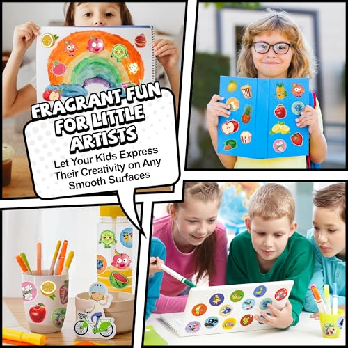 HORIECHALY Smelly Stickers for Kids, Scratch & Sniff Scented Stickers 16 Unique Scents 80 Sheets 1210 Pieces 153 Creative Designs Including Fruits, Foods, Flowers. Spark Joy & Learning in Your Child