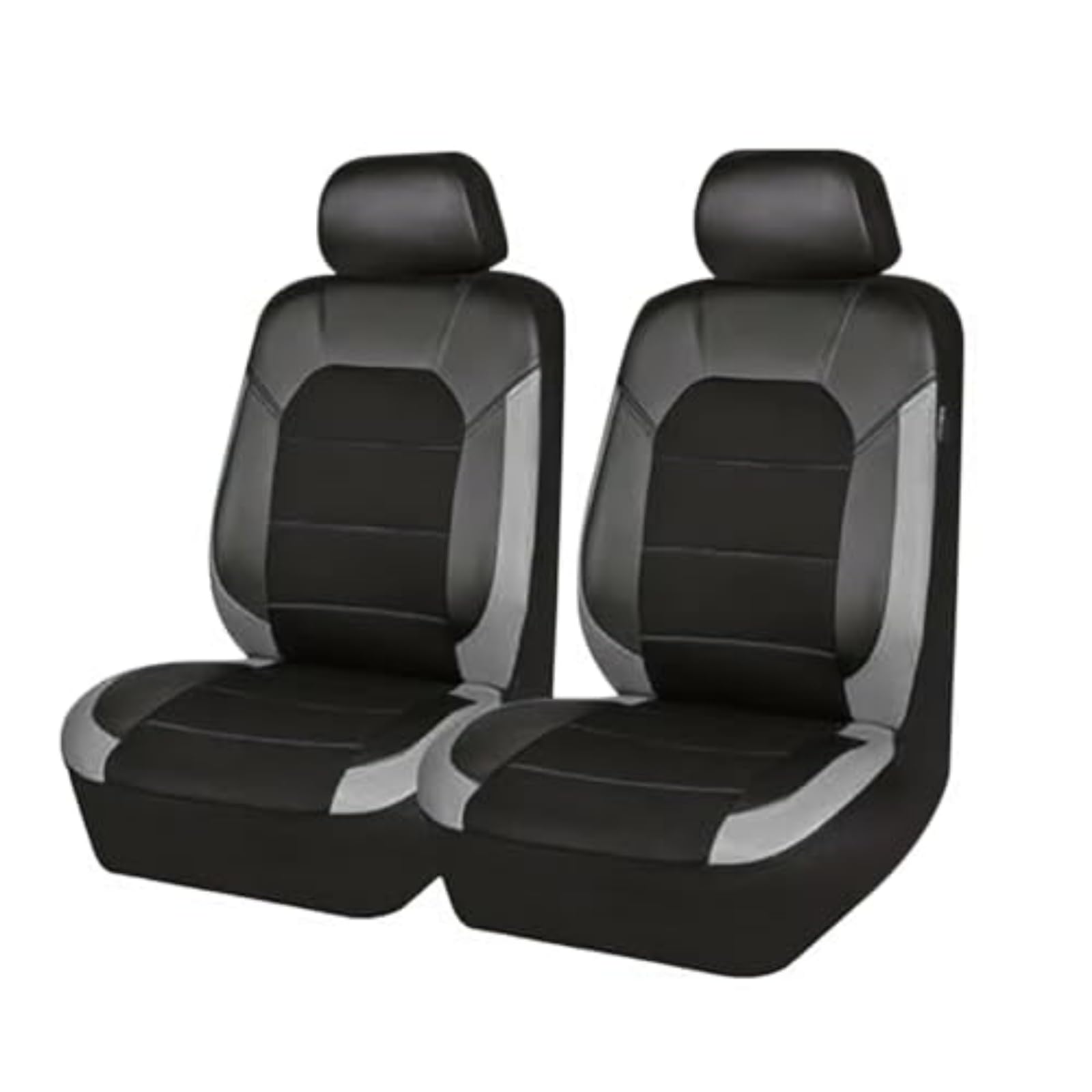 Nyfduah B Grey Car Seat Cover For Dacia Sandero Stepway 2020-2023 Front Seat And Headrest Covers, Leather Waterproof Nonslip Front Protectors Interior Accessories,