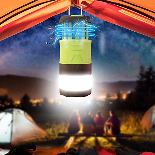 LED Camping Lantern, Bug Zapper Camping Lantern with 2000mAh Rechargeable Battery, Camping Lights with Magnetic Base for Outdoor, Hiking, Home and Car, Lanterns Battery Powered LED Emergency Lighting