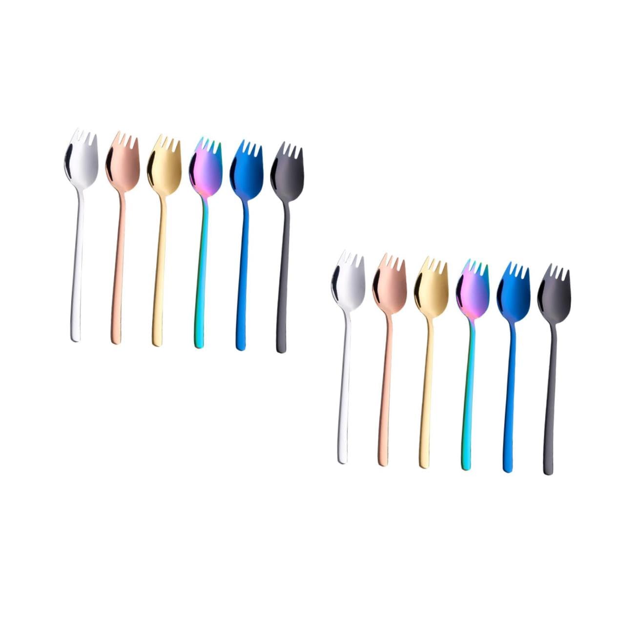 ibasenice 2 Sätze Teiliges Sporks Praktische Gabeln Und Löffel Für Desserts Und Snacks Für Restaurant Und Partys 6 Stück * 2