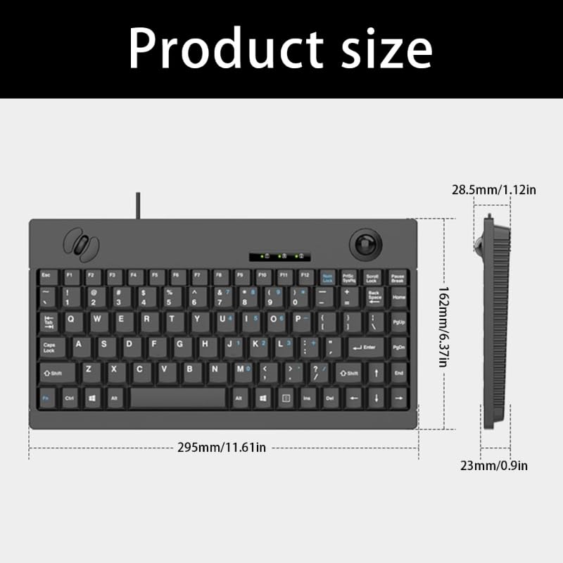 Ergonomiczna klawiatura USB 88 klawiszy zintegrowana mysz Trackball wodoodporna konstrukcja dla wielu systemów