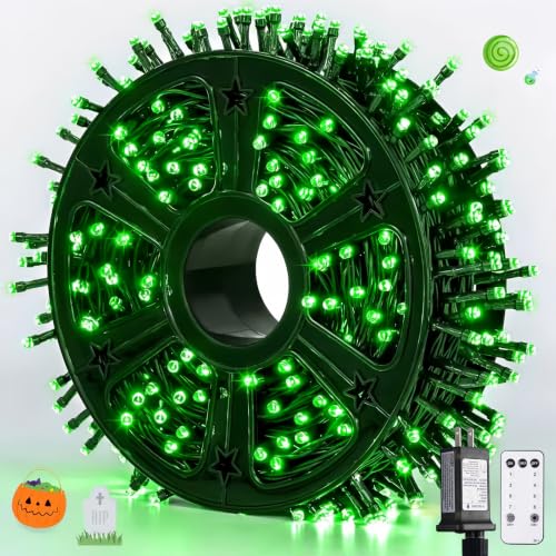 JMEXSUSS 500 LED Green Halloween Lights 173ft Christmas Lights Plug in
